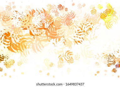 Light Red, Yellow vector abstract design with leaves. A vague abstract illustration with leaves in doodles style. Colorful pattern for kid's books.