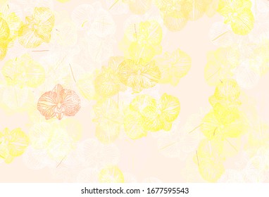 Light Red, Yellow vector abstract pattern with flowers. Abstract illustration with flowers in doodles style. New template for your design.