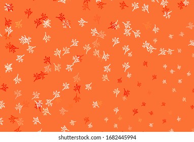 Light Red, Yellow vector abstract backdrop with sakura. Colorful illustration in doodle style with leaves, branches. New template for your design.