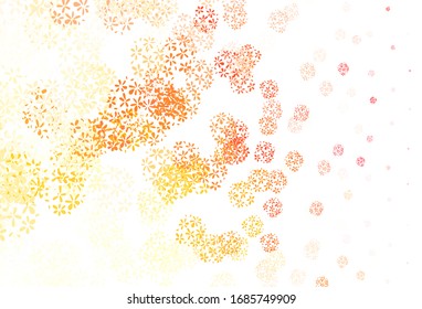 Light Red, Yellow vector abstract background with leaves. Sketchy doodles with leaves on blurred background. New template for your brand book.
