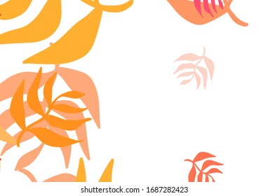 Light Red, Yellow vector abstract pattern with leaves. leaves on blurred abstract background with gradient. Elegant pattern for your brand book.