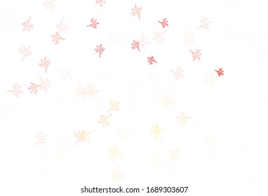 Light Red, Yellow vector abstract pattern with sakura. An elegant bright illustration with leaves and branches. Pattern for heads of websites, designs.