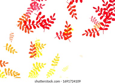 Light Red, Yellow vector abstract backdrop with leaves. Modern geometrical abstract illustration with leaves. New design for your business.