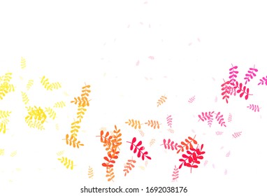 Light Red, Yellow vector abstract backdrop with leaves. Colorful abstract illustration with leaves in doodle style. Pattern for wallpapers, coloring books.