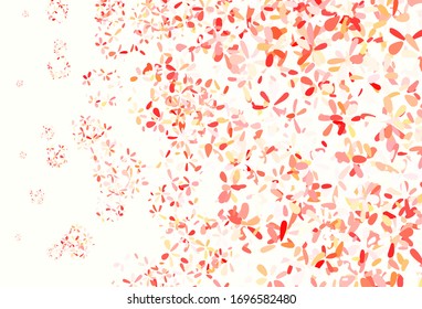 Light Red, Yellow vector abstract pattern with leaves. leaves on blurred abstract background with gradient. New template for your design.