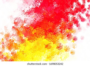 Light Red, Yellow vector abstract pattern with branches. Illustration with doodles on abstract template. Template for backgrounds of cell phones.