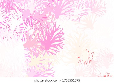 Light Red, Yellow vector abstract background with leaves. Creative illustration in blurred style with leaves, branches. Elegant pattern for your brand book.