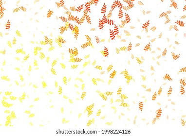 Light Red, Yellow vector abstract background with leaves. Blurred decorative design in Indian style with leaves. Hand painted design for web, leaflets.