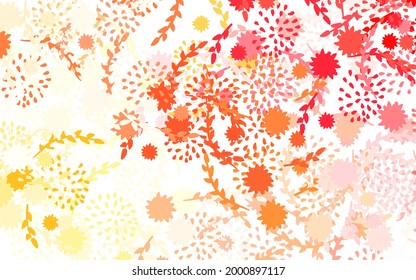 Light Red, Yellow vector abstract background with flowers Colorful illustration with flowers in doodle style. Colorful pattern for kid's books.