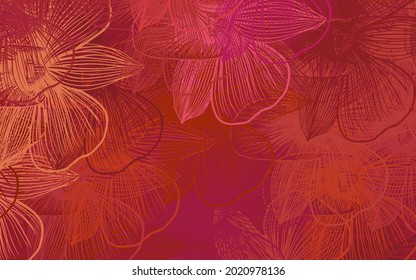 Light Red, Yellow vector abstract backdrop with flowers. Doodle illustration of flowers in Origami style. Brand new design for your business.