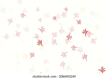 Light Red, Yellow vector abstract pattern with sakura. An elegant bright illustration with leaves and branches. Pattern for heads of websites, designs.