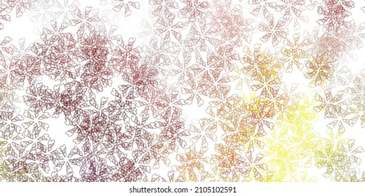 Light red, yellow vector abstract pattern with leaves. Decorative illustration with doodles on abstract template. Pattern for women day promotion.