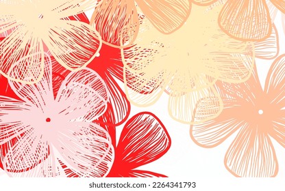 Light Red, Yellow vector abstract design with flowers Colorful illustration with flowers in doodle style. Doodle design for your web site.