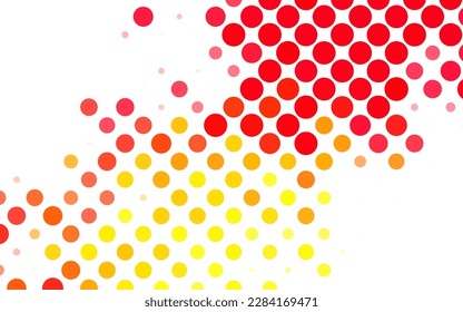 Hellrote, gelbe Vektorgrafik Abstrakte Illustration mit farbigen Bläschen im Naturstil. Glitzere abstrakte Illustration mit unscharfem Regen. Bildschirmhintergrund für ein Handy.