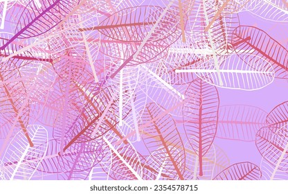 Hellroter, gelber, abstrakter Hintergrund mit Blättern. Farbige Illustration mit Blättern im Doodle-Stil. Neue Vorlage für Ihr Markenbuch.