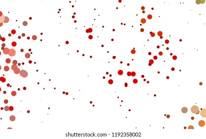 Light Red, Yellow vector backdrop with dots, spots. Glitter abstract illustration with blurred drops of rain. Pattern for ads, booklets.