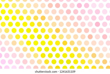 Light Red, Yellow vector backdrop with dots. Modern abstract illustration with colorful water drops. Pattern for beautiful websites.