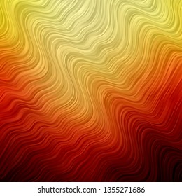 Light Red, Yellow vector backdrop with curves. Abstract illustration with bandy gradient lines. Pattern for ads, commercials.