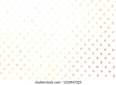 Light Red, Yellow vector backdrop with english symbols. Blurred design in simple style with signs of alphabet. Pattern for ads, poster, banner of books.
