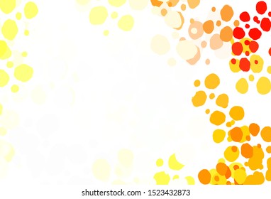 Light Red, Yellow vector backdrop with dots. Beautiful colored illustration with blurred circles in nature style. New template for your brand book.