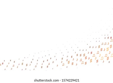 Light Red, Yellow vector backdrop with music notes. Decorative design in abstract style with music shapes. Modern design for wallpapers.