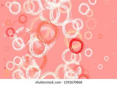 Light Red, Yellow vector backdrop with dots. Glitter abstract illustration with blurred drops of rain. Design for poster, banner of websites.