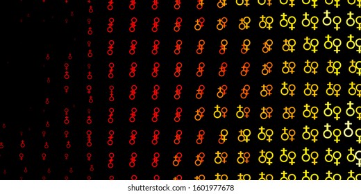 Light Red, Yellow vector backdrop with woman's power symbols. Simple design in abstract style with women’s rights activism. Simple design for your web site.