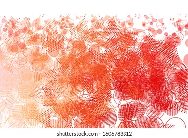 Light Red, Yellow vector backdrop with lines, circles. Glitter abstract illustration with spheres, triangular lines. Pattern for websites.