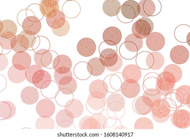 Light Red, Yellow vector backdrop with dots. Abstract illustration with colored bubbles in nature style. Design for your business advert.