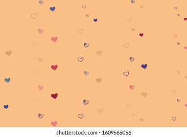 Light Red, Yellow vector backdrop with sweet hearts. Blurred decorative design in doodle style with hearts. Pattern for valentine's ad, booklets.