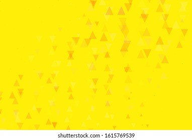 Light Red, Yellow vector backdrop with lines, triangles. Glitter abstract illustration with triangular shapes. Best design for poster, banner.