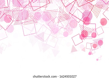 Light Red, Yellow vector backdrop with lines, circles, rhombus. Abstract gradient illustration with circles, triangles, cubes. Smart design for your adverts.