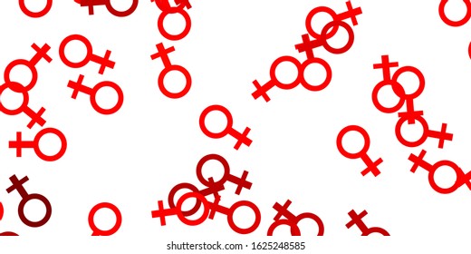 Light Red, Yellow vector backdrop with woman's power symbols. Colorful feminism symbols with a gradient in modern style. Background for International Women’s Day.
