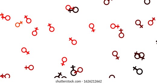 Light Red, Yellow vector backdrop with woman's power symbols. Simple design in abstract style with women’s rights activism. Simple design for your web site.