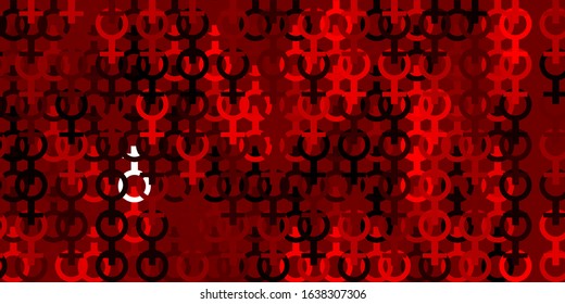 Light Red, Yellow vector backdrop with woman's power symbols. Simple design in abstract style with women’s rights activism. Simple design for your web site.