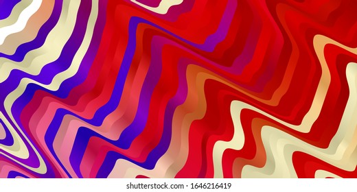 Light Red, Yellow vector backdrop with circular arc. Colorful illustration with curved lines. Best design for your posters, banners.