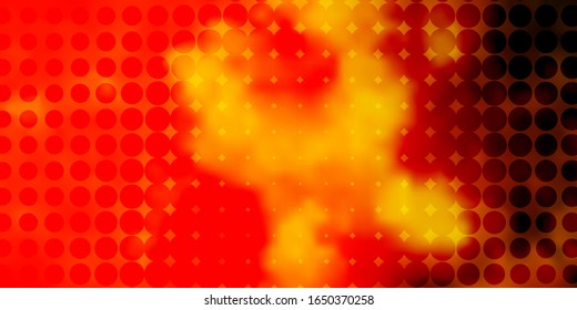 Light Red, Yellow vector backdrop with dots. Colorful illustration with gradient dots in nature style. Design for your commercials.