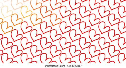 Light Red, Yellow vector backdrop with sweet hearts. Hearts on blurred abstract background with colorful gradient. Pattern for valentine's ad, booklets.