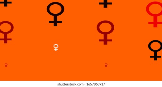 Light Red, Yellow vector backdrop with woman's power symbols. Colorful illustration with gradient feminism shapes. Best design for your business.