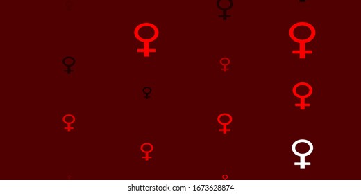 Light Red, Yellow vector backdrop with woman's power symbols. Colorful illustration with gradient feminism shapes. New side for your design.