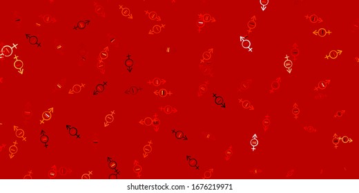 Light Red, Yellow vector backdrop with woman's power symbols. Colorful illustration with gradient feminism shapes. Best design to show the power of women.