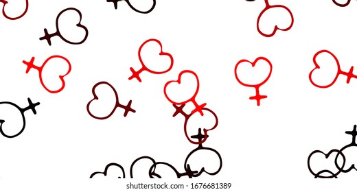 Light Red, Yellow vector backdrop with woman's power symbols. Colorful illustration with gradient feminism shapes. Elegant design for wallpapers.