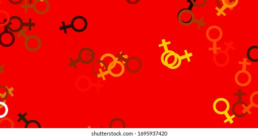Light Red, Yellow vector backdrop with woman's power symbols. Abstract illustration with a depiction of women's power. Simple design for your web site.