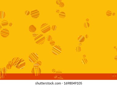 Light Red, Yellow vector backdrop with dots. Blurred decorative design in abstract style with bubbles. New template for your brand book.