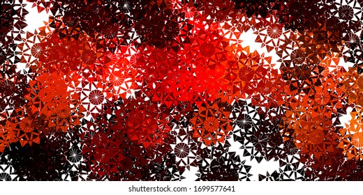 Light Red, Yellow vector backdrop with xmas snowflakes. Smart geometrical abstract illustration with ice, snow. New year background.