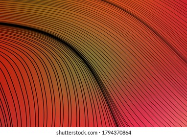 Light Red, Yellow vector backdrop with bent lines. Shining colorful illustration in simple curve style. A sample for your ideas.