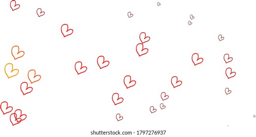 Light Red, Yellow vector backdrop with sweet hearts. Beautiful colored illustration with hearts in celebration style. Pattern for carnival, festival romantic leaflets.
