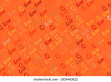 Light Red, Yellow vector backdrop with sweet hearts. Beautiful celebration style hearts on abstract illustration. Pattern for carnival, festival romantic leaflets.