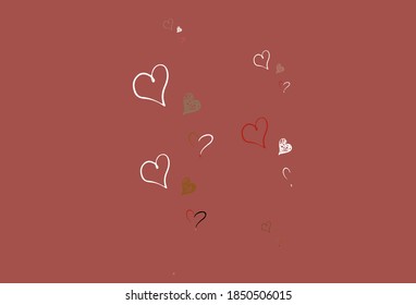 Light Red, Yellow vector backdrop with sweet hearts. Beautiful celebration style hearts on abstract illustration. Design for a business advert of anniversary.