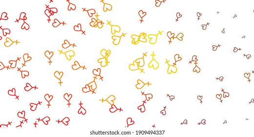 Light Red, Yellow vector backdrop with woman's power symbols. Colorful feminism symbols with a gradient in modern style. Best design to show the power of women.